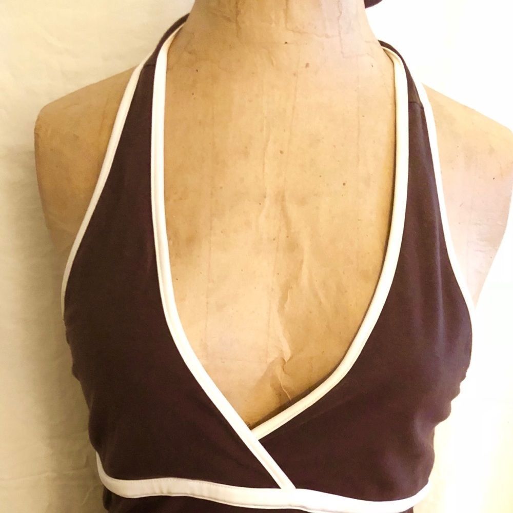 Moda International Brown & White Halter Top | Sz  M